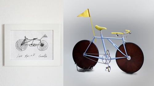 This one is from my uncle. I think the last time he rode a bike was when he was a child, and that’s why his design has a little flag. Clearly this model could never steer, but I do like it very much.