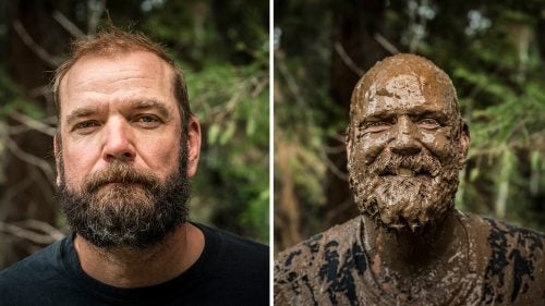 Last month, we stumbled upon a photo project that documented the effects of drinking wine. As expected, the faces of the subjects got a little goofier—and by most accounts happier—the more they had to drink. We thought applying that same idea to exercise would yield some similar results, and we targeted the mud run at the GoPro Mountain Games as our test case. We were right. A little run through the mud is a sure bet to make people smile.
Photographer Sean Boggs set up shop on the mud run course and took some before and after shots of the race. Here are the results.
Who: Mark Ellis
From: Medicine Park, Oklahoma
Reason for running: “Keep that 6 pack.”