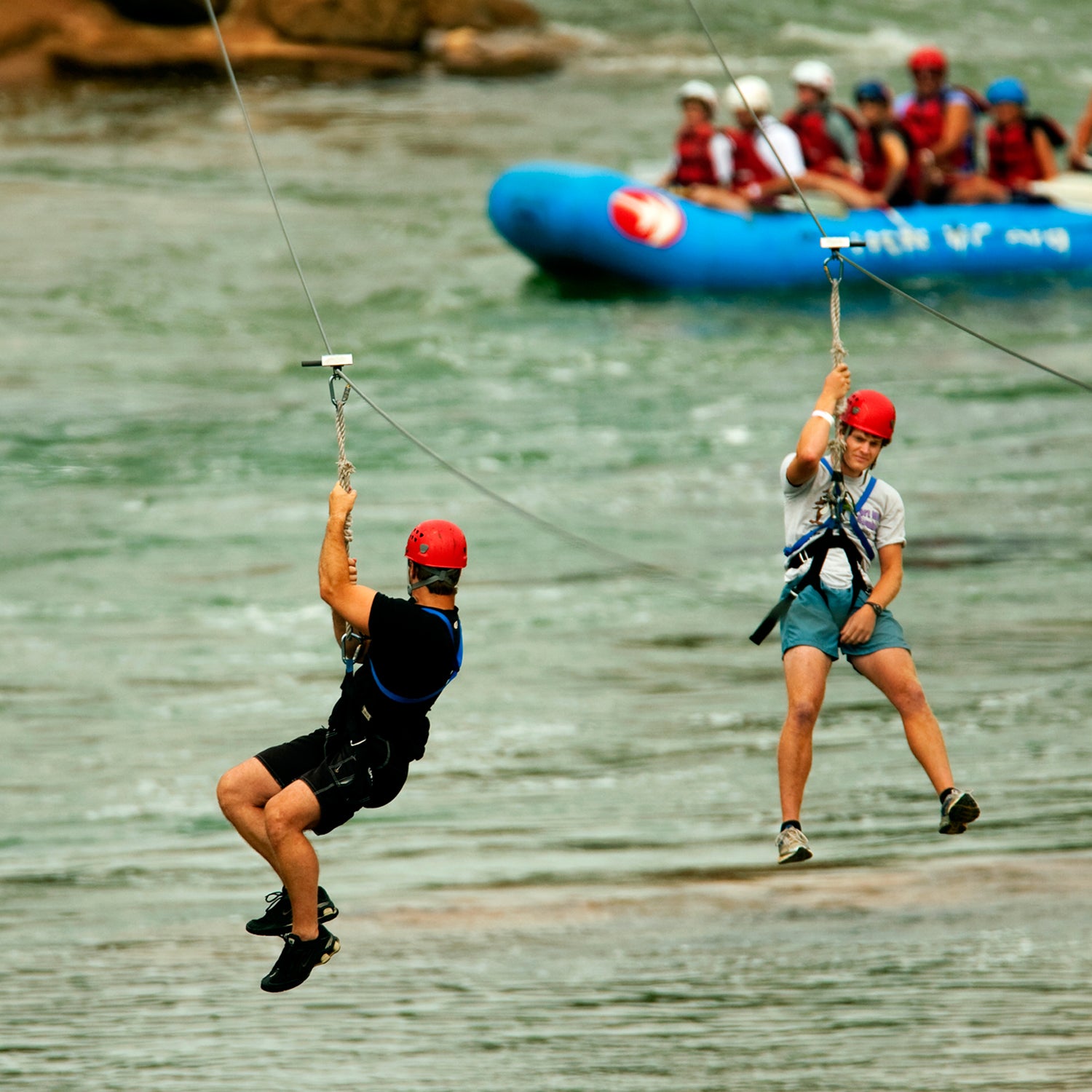 Ziplines at the U.S. National Whitewater Center, a 1,100-acre outdoor adventure complex outside Charlotte, North Carolina.