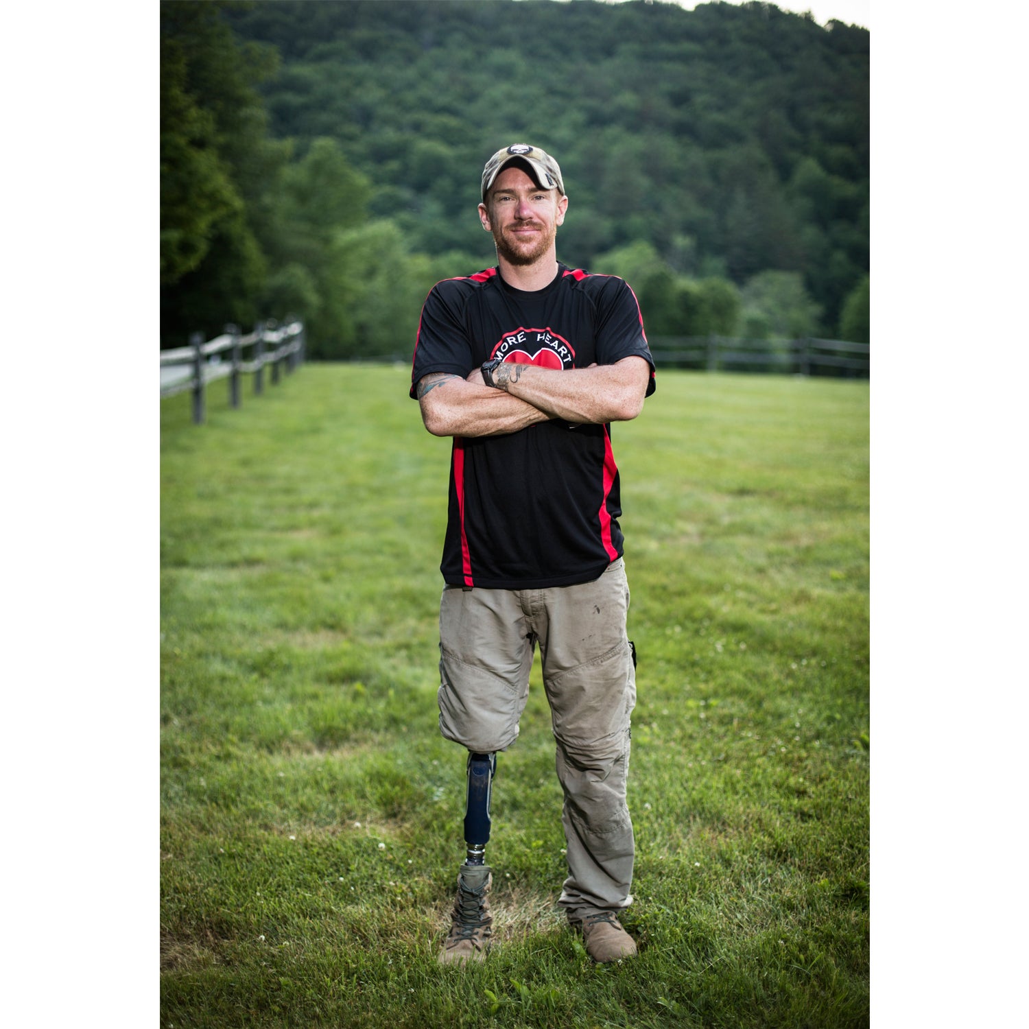 Inspired by brutal 7th century training tactics of their namesake, Spartan, the organizer of some of the world’s toughest obstacle course races, has introduced the Agoge event. The race, which takes place on company founder Joe DeSena’s Vermont farm, is a brutal physical and mental test designed around team building and development that can take up to 60 hours. Grueling hikes, schelping kayaks filled with water, carrying other teammates, and 100-foot rappels are all part of the deal, which can last up to 60 hours. In order to compete in the Agoge, participants must have previous military and/or obstacle course experience; the race draws an exceptionally proven crowd. This summer, photographer Monica Donovan set up at the starting line to learn a little more about some of the participants who have overcome massive life obstacles to compete.
Photo: Billy Costello lost his right leg to a roadside bomb in Afghanistan in September, 2011. He was able to return to his unit in Fort Bragg, North Carolina, where he worked before retiring for medical reasons. After his service, Costello and Zachary Paben (next slide) put together a team—called More Heart Than Scars—made up of military and civilian competitors with the goal of aiding adaptive athletes through obstacle course races like the Spartan Agoge.