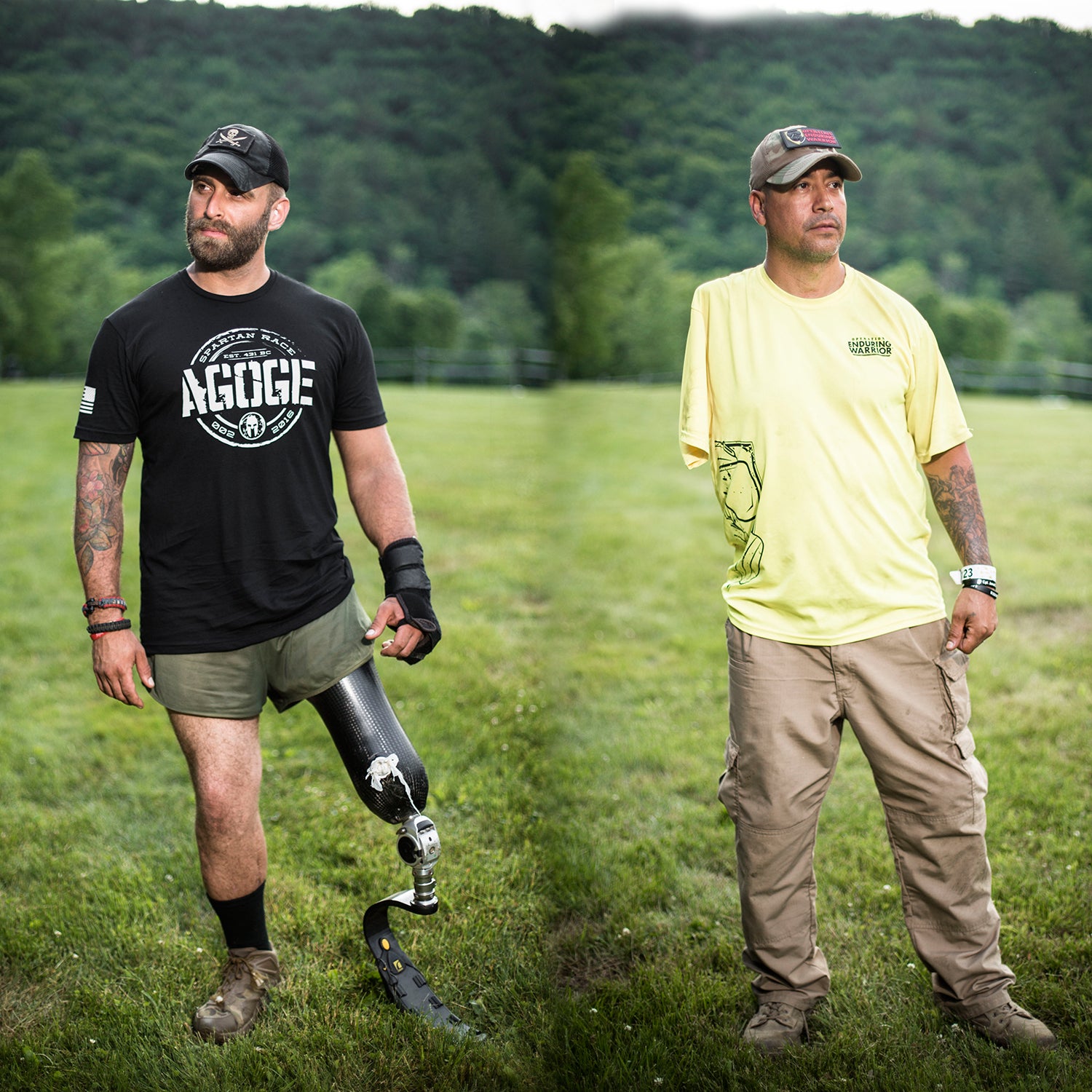 Inspired by brutal 7th century training tactics of their namesake, Spartan, the organizer of some of the world’s toughest obstacle course races, has introduced the Agoge event. The race, which takes place on company founder Joe DeSena’s Vermont farm, is a brutal physical and mental test designed around team building and development that can take up to 60 hours. Grueling hikes, schelping kayaks filled with water, carrying other teammates, and 100-foot rappels are all part of the deal, which can last up to 60 hours. In order to compete in the Agoge, participants must have previous military and/or obstacle course experience; the race draws an exceptionally proven crowd. This summer, photographer Monica Donovan set up at the starting line to learn a little more about some of the participants who have overcome massive life obstacles to compete.
Photo: Billy Costello lost his right leg to a roadside bomb in Afghanistan in September, 2011. He was able to return to his unit in Fort Bragg, North Carolina, where he worked before retiring for medical reasons. After his service, Costello and Zachary Paben (next slide) put together a team—called More Heart Than Scars—made up of military and civilian competitors with the goal of aiding adaptive athletes through obstacle course races like the Spartan Agoge.