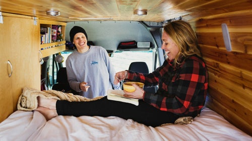 Beginning last July, they made their way from Big Sur to Banff to the Tetons, all the while hitting their work deadlines. After holing up in a New England cabin for the winter, they started rolling down the East Coast in search of good surf and singletrack.
“Originally, we thought, Let’s do this for a year,” says Irons. “Now the conversation is, Do we really want to live in a city at all, ever? It seems harder to get back to real life than to just keep going.”