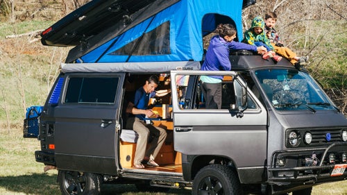 By the time they picked it up 18 months later, the family was jonesing to resume their road-tripping ways. “It’s exactly what we wanted,” says Brendan. “We didn’t need a huge vehicle to hang out in all day. Getting outside with the boys is the whole point.”