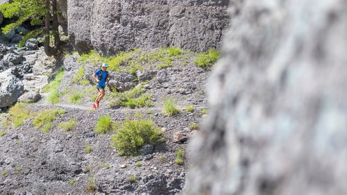 Jornet makes his way along Bear Creek after leaving the town of Ouray, Colorado, on his way to Engineer Pass at 12,800 feet above sea level.