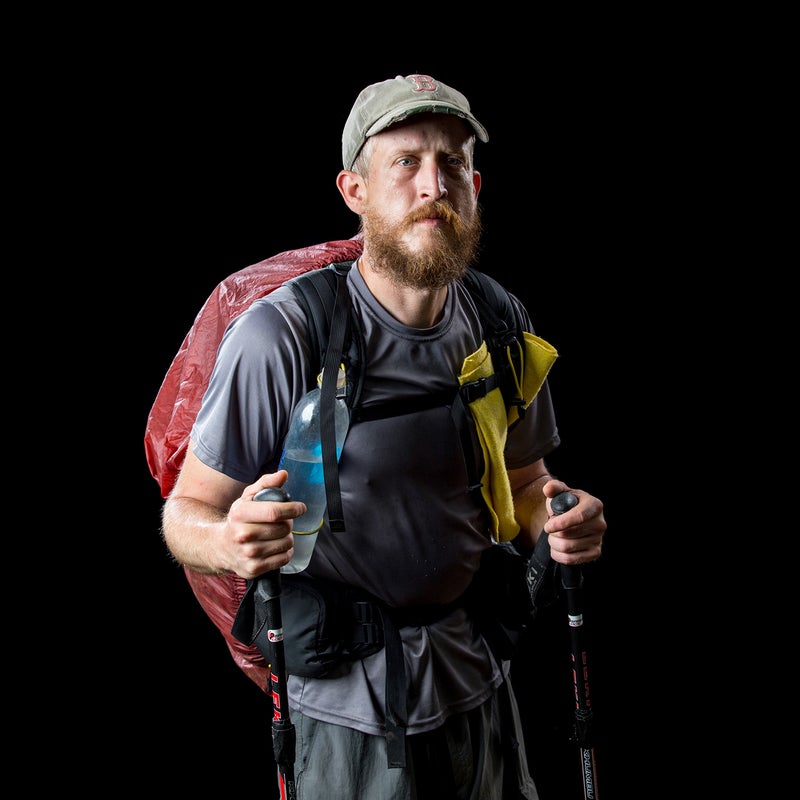Trail Name:Jonny B Good
Age: 37
From: Mashpee, Massachusetts
How did you get your trail name? Another thru-hiker was walking by me and started singing it.
What has been the hardest part of the hike so far? I think the hardest part of the trail was the Smokies. There was a lot of elevation change, and the weather was miserable. It snowed the last two days, and the temperature got down to 15 degrees at night. One morning, I woke up and my socks were so frozen solid that I had to sit on them until they were thawed enough to yank over my feet.
What’s your motivation? I’ve wanted to do it for so many years, and it finally bugged me enough that I decided to fly down to Georgia and do it. The challenge of hiking from a mountain in Georgia to a mountain in Maine always appealed to me. I loved the idea of being outdoors for six months and living so outside the normal routines of life. Plus, it’s nice that you can eat absolutely anything you want, no matter how much, and not gain weight. I was 173 pounds when I left and I’ve lost 21 pounds so far.
Fun Fact? I’ve seen seven bears, a bunch of rattlesnakes, groundhogs, porcupines, rabbits, and a ton of deer.
Early in my hike, about ten thru-hikers and I helped carry a section hiker on a stretcher for 1.5 miles out of the woods late at night. He was having heart problems, but last I heard he was doing OK.