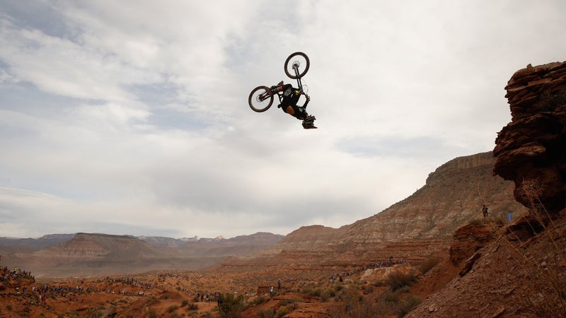 Cameron Zink goes big during the 2015 Red Bull Rampage in Virgin, Utah.