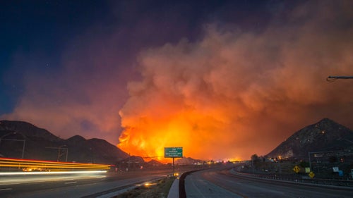 The Blue Cut Fire burns in San Bernardino County on the evening of August 16, 2016.
Palley’s work has run in a number of different editorial publications including the Los Angeles Times, Wall Street Journal, and Time magazine. He also shoots for commercial clients that make fire gear.