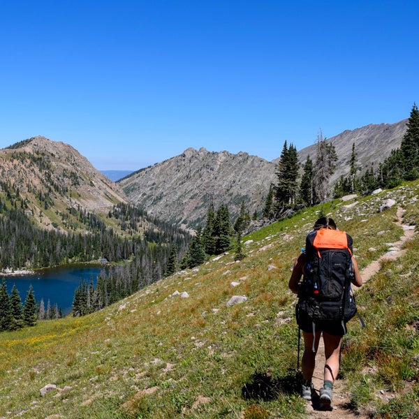 Lily Michaels hikes above Kelly Lake on the second day of the Fjallraven Classic USA.