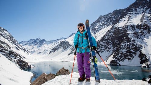 Jackie Paaso in front of Laguna del Inca with Los Tres Hermanos (15,587 feet) in the background. Paaso is a Blizzard Tecnica athlete based in Sweden who won the Verbier stop on last year’s Freeride World Tour and finished second overall.
