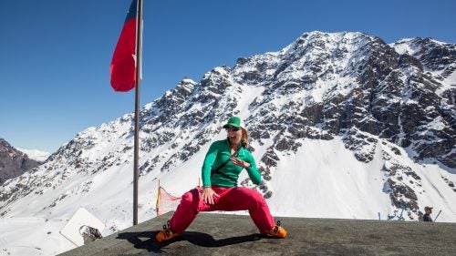 Crystal Wright was the 2012 Subaru Freeskiing World Tour Champion and the 2009 Freeskiing World Tour Champion. She also owns Wright Training in Jackson Hole, Wyoming. In Portillo, she was coaching women as part of Keely Kelleher’s ski camp.