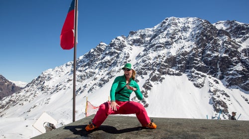 Crystal Wright was the 2012 Subaru Freeskiing World Tour Champion and the 2009 Freeskiing World Tour Champion. She also owns Wright Training in Jackson Hole, Wyoming. In Portillo, she was coaching women as part of Keely Kelleher’s ski camp.