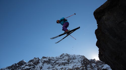 Paaso sending it off a cliff near the base of Portillo.