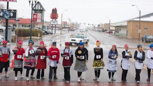 For more than 60 years, the towns of Liberal, Kansas, and Olney, England, have had a friendly competition—women run down the streets of each town flipping pancakes, and the fastest one wins. However, the first Pancake Day Race started way back in 1445, when a woman, who was late for church in Olney, ran to the service with skillet and pancake still in hand.