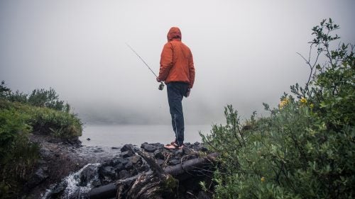 Simmons looks for risers through the heavy fog at camp one. Despite throwing everything we had at the fish (dries, streamers, and nymphs) they seemed uninterested. Collectively we only managed to outsmart one fish at the first lake, thanks to Olympic snowboarder Justin Reiter’s perseverance.