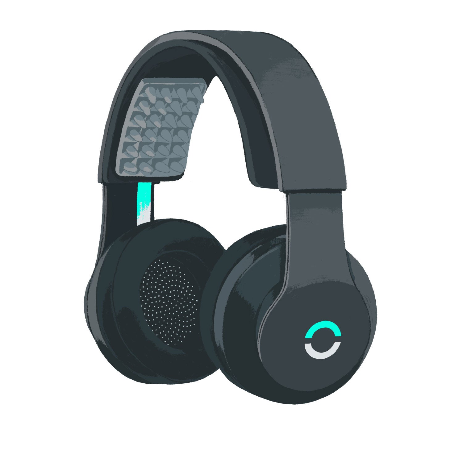 The headphones play music and put out gentle current for 20 minutes during a warm-up session.
