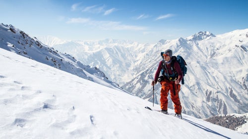 Lentch’s favorite country on the tour? Iran, which has stunning backcountry ski lines. Lentsch spotted a tempting summit behind Shemshack Resort, the country’s second-largest ski resort, so he parked the truck and started hiking. In the middle of Alborz mountain range, he was surrounded by 4000-meter peaks and endless lines to choose from.