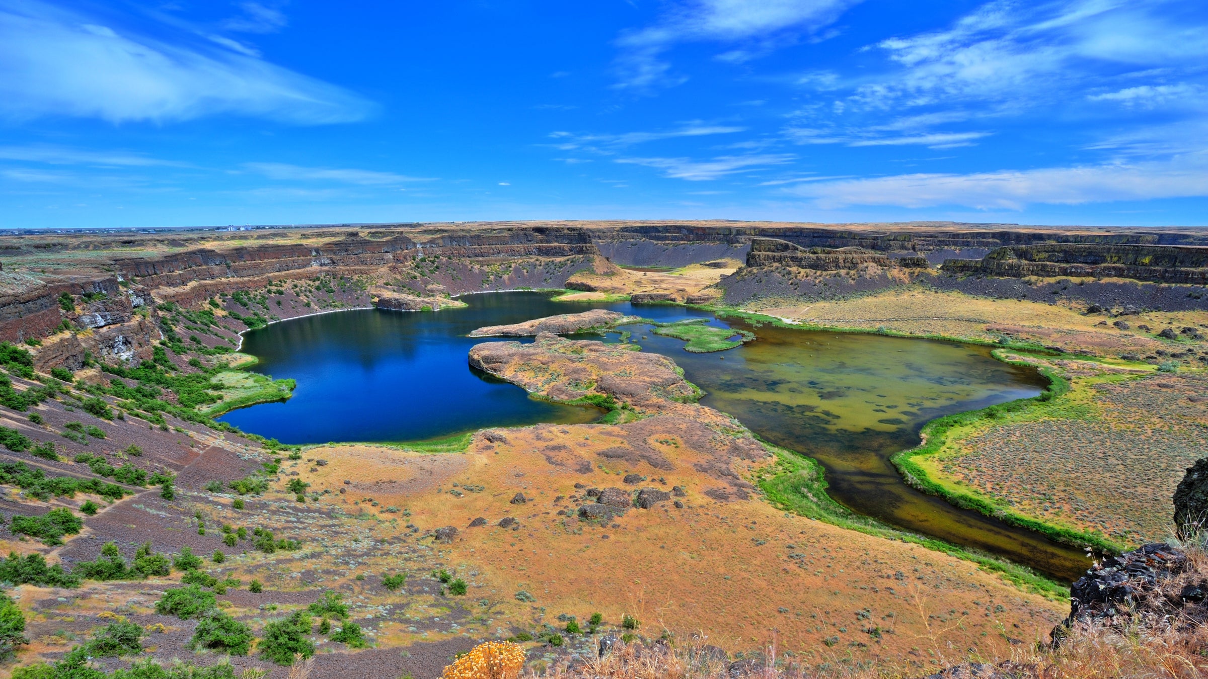 The colorful landscape around Washington State's Dry Falls