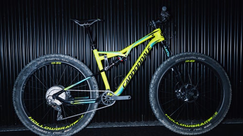 If there’s an exemplar of today’s fastest-growing model type in the MTB business, it’s the Bad Habit Carbon, a 120mm, somewhat slack (68-degree head tube) trail bike built around 27.5+ tires. Cannondale looks to have done it right, with a 1x11-specific drivetrain configuration, plenty of tire clearance for bigger rubber, and a proprietary hub spacing that’s even wider than Boost. I also love the company’s proprietary Hollowgram crank and single-sided lefty fork, both of which should save big weight—the bane of many plus-size models. Not only that, but it’s one of the best-looking plus-bikes I’ve seen yet. The Bad Habit Carbon 1 goes for $7,500, with one additional carbon model at $4,800 and two alloy models down to $2,600.