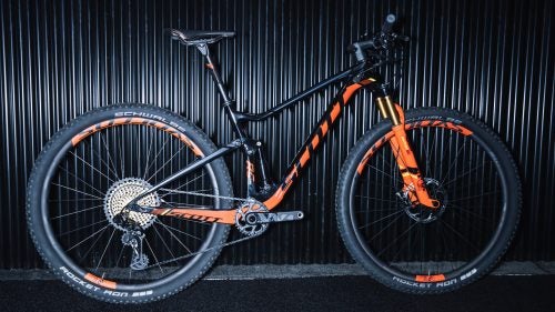 One of the most interesting developments at the show was Scott’s departure from its longtime top-tube–mounted shock design on its full-suspension models to a vertically oriented, single-pivot rocker link design. Not only that, but they did it on their World Championship-winning XC Spark models, yet still managed to keep an incredibly lightweight version, this RC 900 SL ($10,000), which they claim tips the scales in the 21-pound range. The new shock configuration is said to provide a more supple top end to the travel and a plusher bottom end. At the same time, in addition to the racing-oriented, 29er-specific SL, Scott will now offer a slacker, trail-oriented Spark configuration with 120mm of travel (in both 27.5 and 29), as well as a 120mm 27.5+-size Spark (with 130mm fork). As if to answer the question of whether the new shock setup is as good as the old, Nino Schurter won the Olympics on this revamped Spark.