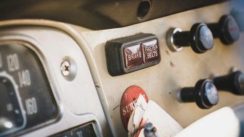 The dashboard of a 1978 Toyota Land Cruiser FJ45.