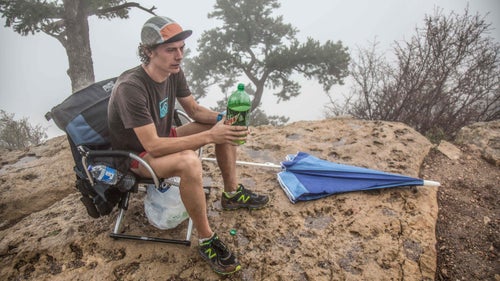 One year ago, Walmsley ran a north-to-south rim-to-rim traverse of the Grand Canyon, but didn’t manage to break Rob Krar’s record of 2:51:28. (He finished in 3:02.) He says the 2015 attempt was more of an informal training run. He points out that one of the advantages of attempting FKTs is that if they don’t go well, you don’t have to tell anybody. He hadn’t done much planning and says his fitness was probably not at the level it needed to be. “And I was really unfamiliar with the trail,” says Walmsley. Additionally, damp conditions last year made a fast time unlikely. “When the dirt in the canyon gets wet, it turns into a real sticky clay. The trail itself puddles up a lot and there’s a lot of weaving that you have to do.”