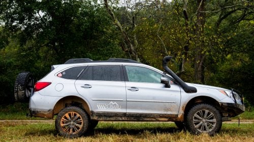 All-wheel-drive Subarus don’t have the cachet of a Land Rover Defender, but Subie owners know their station wagons are capable off-road machines. Grant Wilson added a two-inch lift that beefed up the front and rear springs on his 2016 Outback. He also added a steel front bumper and custom rear bumper with a tire swing and Superwinch, plus a snorkel from an old Mitsubishi Montero. The result: the most badass station wagon we saw at the show.