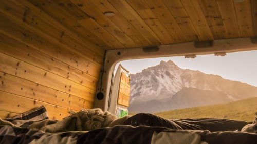 Camping at an altitude above 14,000 feet at the end of the road on Illiniza Sur, Ecuador.
