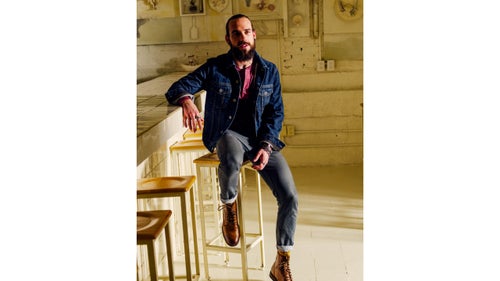 Williams has worked with some of the best eateries in town. He’s seen here at Hueso. “Este Norte Cafe, which offers organic products from the Villa de Patos ranch, is also worth a visit,” he says.
Denim jacket ($118) and Flagstone Henley ($59) by J.Crew; Graduate jeans by AG ($198); Roland Lace Up boots by Frye ($318)