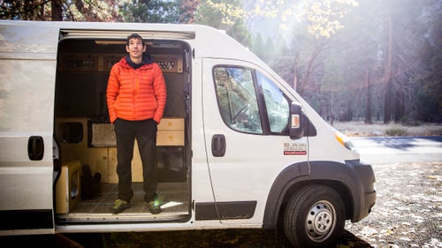 Back in 2014, pro climber Alex Honnold gave us a tour of the 2002 Ford Econoline E150 he used as his mobile base camp. That van served him well—he put 190,000 miles on it over nine years—but Honnold recently upgraded to a 2016 Dodge Ram ProMaster, which is roomier and more comfortable. Photographer Max Whittaker got to peek inside the new digs late last month while Honnold was climbing in Yosemite.
Photo: Honnold and his Ram ProMaster in Yosemite Valley on October 19.
