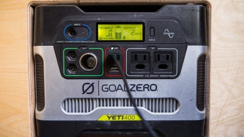 Honnold uses a Goal Zero Yeti 400 to charge his phone, laptop, and other electronics.