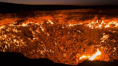 The “Door to Hell” in Turkmenistan. This is a former Soviet natural gas field that collapsed in 1971. Geologists lit in on fire, apparently thinking it would burn out in a few days, but it’s been burning ever since. It was one of the most breathtaking sights I’ve ever encountered.