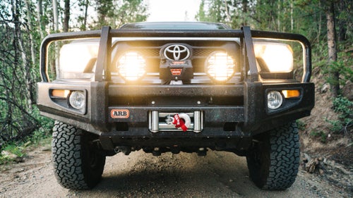 These seven-inch halogen lamps are a relatively inexpensive way to add extra lights to your rig without turning it into something out of Back to the Future. This setup creates one spotlight and one driving beam.