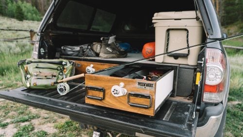 TruckVault’s drawer systems act as gear organizers and safes for your adventure mobile. Made from medium-density overlay, a durable combination of wood and resin, the drawers lock and are customizable: you can configure them to hold anything from camera gear to rifles to fishing rods. Up top, there’s room for large objects like coolers or skis. Get weatherproof rubber instead of carpet on top—it’s far easier to clean.