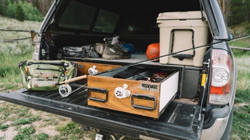 TruckVault’s drawer systems act as gear organizers and safes for your adventure mobile. Made from medium-density overlay, a durable combination of wood and resin, the drawers lock and are customizable: you can configure them to hold anything from camera gear to rifles to fishing rods. Up top, there’s room for large objects like coolers or skis. Get weatherproof rubber instead of carpet on top—it’s far easier to clean.