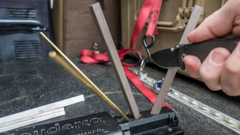 It's way, way easier to sharpen your knife lightly and regularly than it is to return a dull knife to sharpness. This Spyderco Sharpmaker, is my favorite sharpening tool.