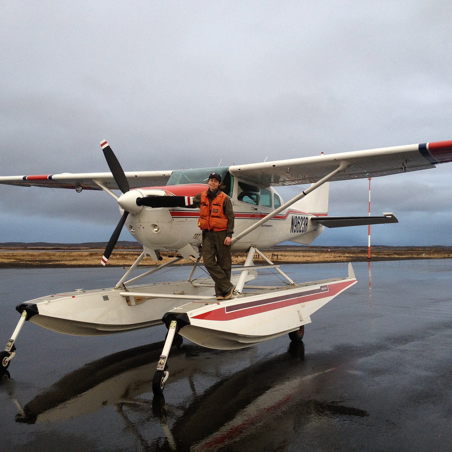 While airborne, Wilson’s not only steering the plane, but conducting the aerial surveys at the same time.