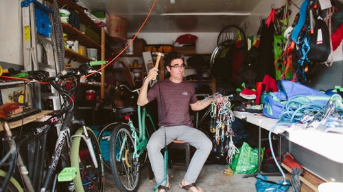 One of Wright’s most valuable pieces of gear is his around-town cruiser—the black bike with the green grips. “One of the reasons I love living in Boulder is that I rarely get in my car unless I’m going on a road trip.”