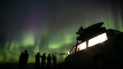 On the second night, the northern lights appeared hours before the crew arrived in Cross Lake, Manitoba.