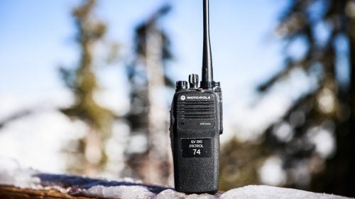 Motorola XPR 6350 Radio
Communication is key for patrollers as they report and respond to injuries, relay condition reports, and ensure everyone is safe while tossing charges for avalanche control. When heli-ski guiding in Alaska, McElroy and her fellow guides use BCA’s BC Link radios, which have handy lapel mics, and they hand out Motorola Talkabout radios to their clients so everyone can stay in touch and move safely through the terrain.