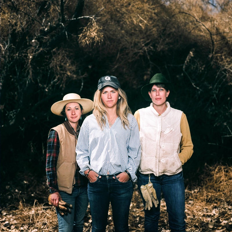 From left: Maribeth Gallion, Madeline Jorden, and Julia Corlett during a cleanup at Chico Basin Ranch near Colorado Springs, Colorado. Chico Basin Ranch is a well-known birding site, home to more than 300 species, and the tumbleweeds had entirely filled the corridors they usually fly though. These three were helping clear and burn the tumbleweeds when they posed for a photo.