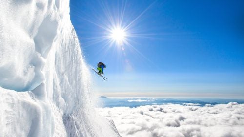 Over the past 18 years, I’ve worked to ski every skiable route on Mount Adams. The North Face Northwest Ridge is among my favorites. My all-time favorite image is this incredible moment when Adam Roberts, ever the daredevil, aired a massive serac on Adams Glacier and launched himself over the hills and valleys below.