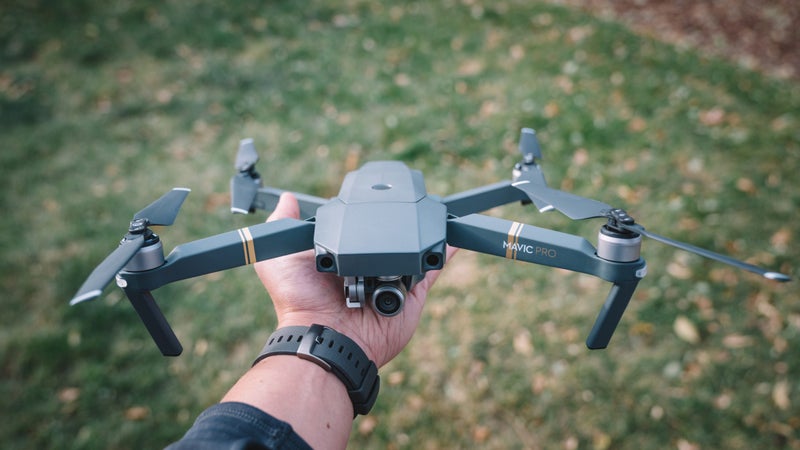 The Mavic Pro is capable of capturing footage from four miles away and can be folded into a compact pocket-sized drone.