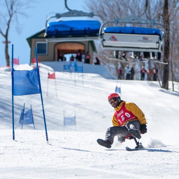 weird sports, jack jump, mount snow, vermont, racing, skiing,