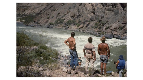 Scouting Lava Falls from river left in 1985. It’s not common today, but in the high-water years the safe run was actually down the left side. Now in the low-water years, the run is on the right, as is the best scouting.