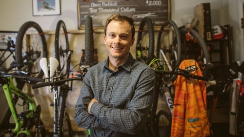 Pro mountain biker Chris Baddick lives and trains in Boulder, Colorado. His gear room— equipped with a full bike-repair setup, nearly a dozen road and mountain rigs, and endless spare tires—is a dirt lover’s dream. Here’s how Baddick packs it all into an extra bedroom.