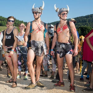Competitors line up at the start of the 24 hour heaven/hell climb.