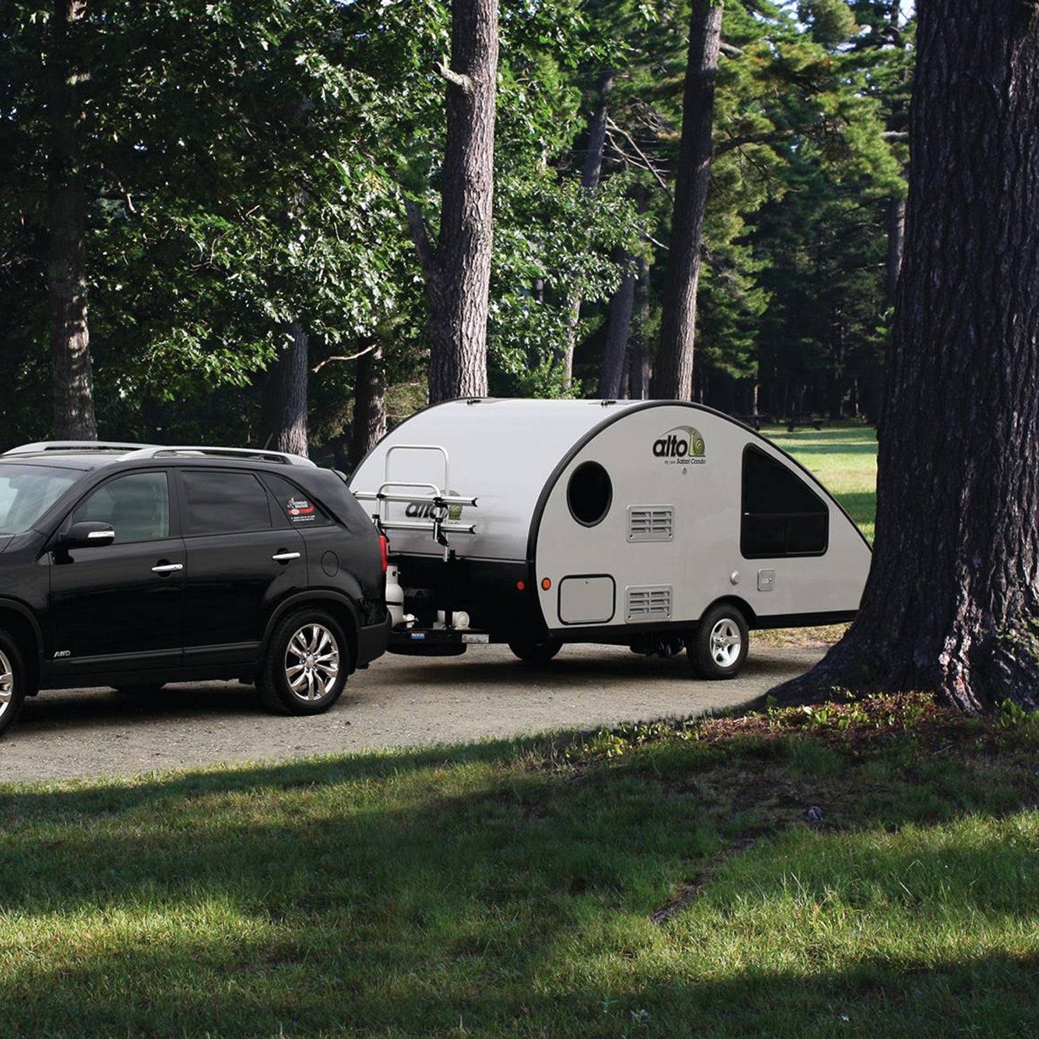 The Alto travel trailer has nearly seven feet of headroom.