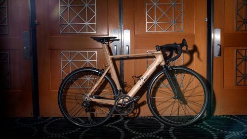 Cio bicycles have a white ash exterior that hides an interior carbon frame. “The ride characteristic is surprising,” says Nick Flutter, director of Cio Bicycles. “They’re stiffer than you would imagine, while also being smooth because of the wood and carbon-composite mix.” The bikes are built in Brisbane, Australia, but the wood is sourced from upstate New York.