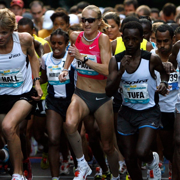 Paula Radcliffe at the start of the New York City Half Marathon in 2009. She won the women's race.