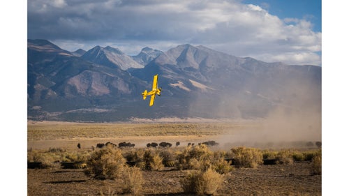 Duke Phillips III, founder and CEO of Ranchlands and a third-generation rancher, uses his bush plane to help bring the ranch’s herd of approximately 2,500 bison off the range and into the corrals.